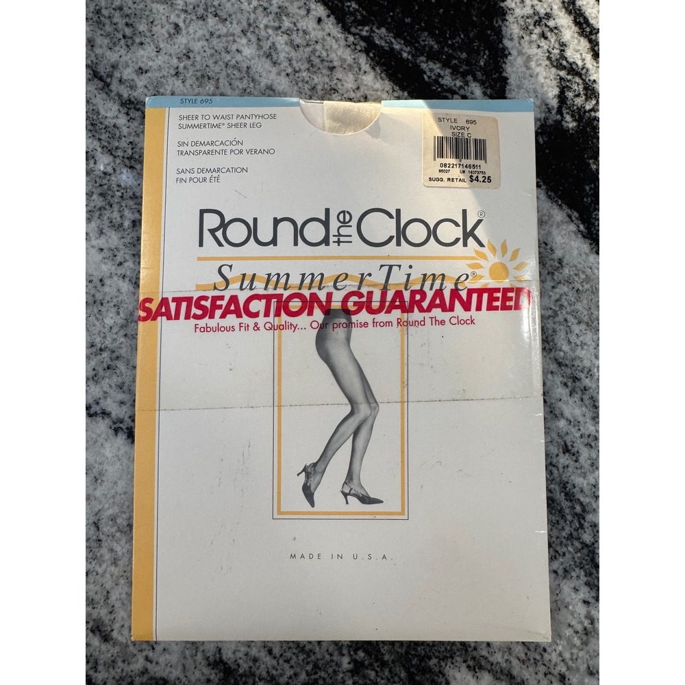 Round The Clock Style 695 Sheer Size C Pantyhose Summer‎ Time Collection Ivory